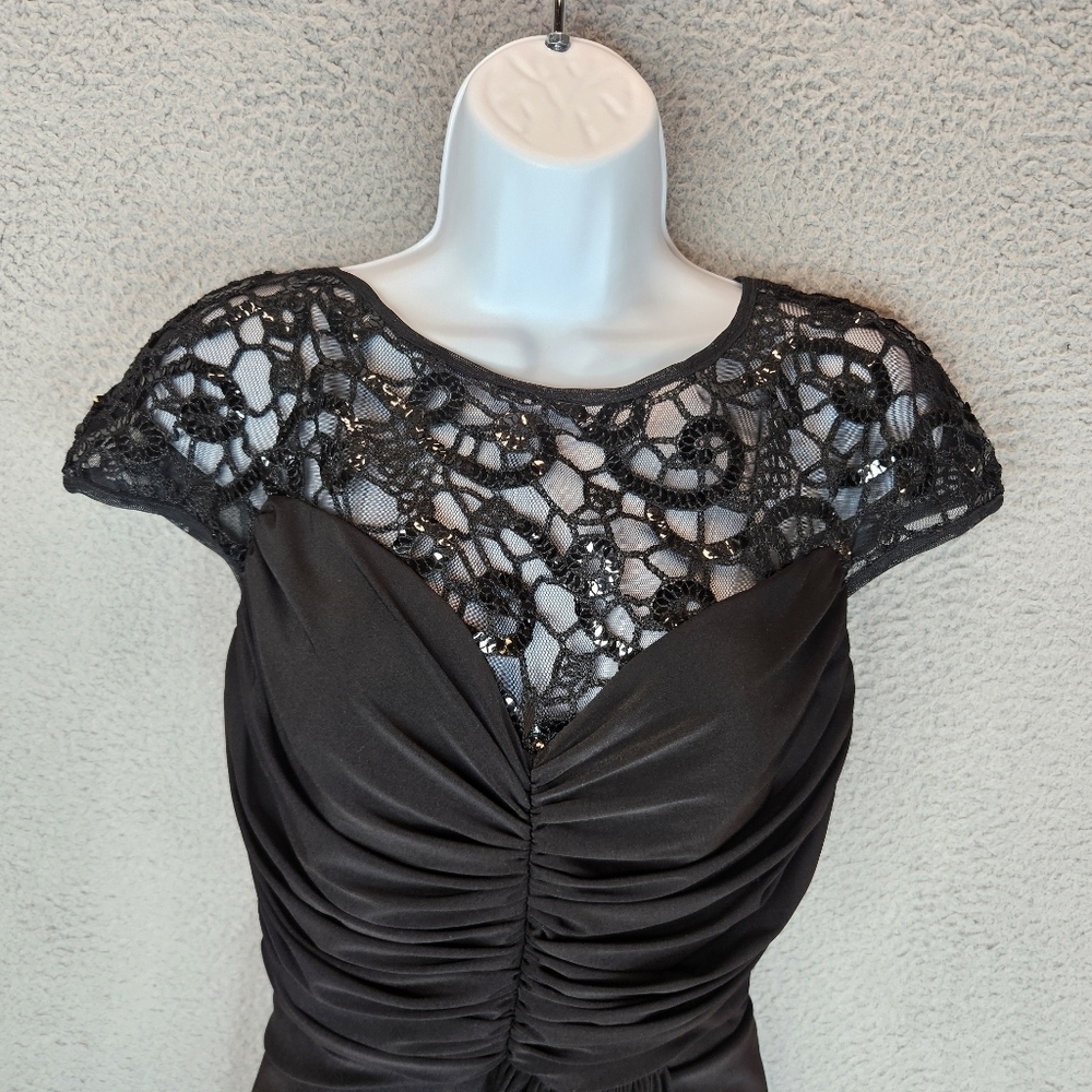 Tadashi Shoji Womens Formal Ruched Jersey Illusion Bodice Sheath Dress Sz M - Picture 3 of 14